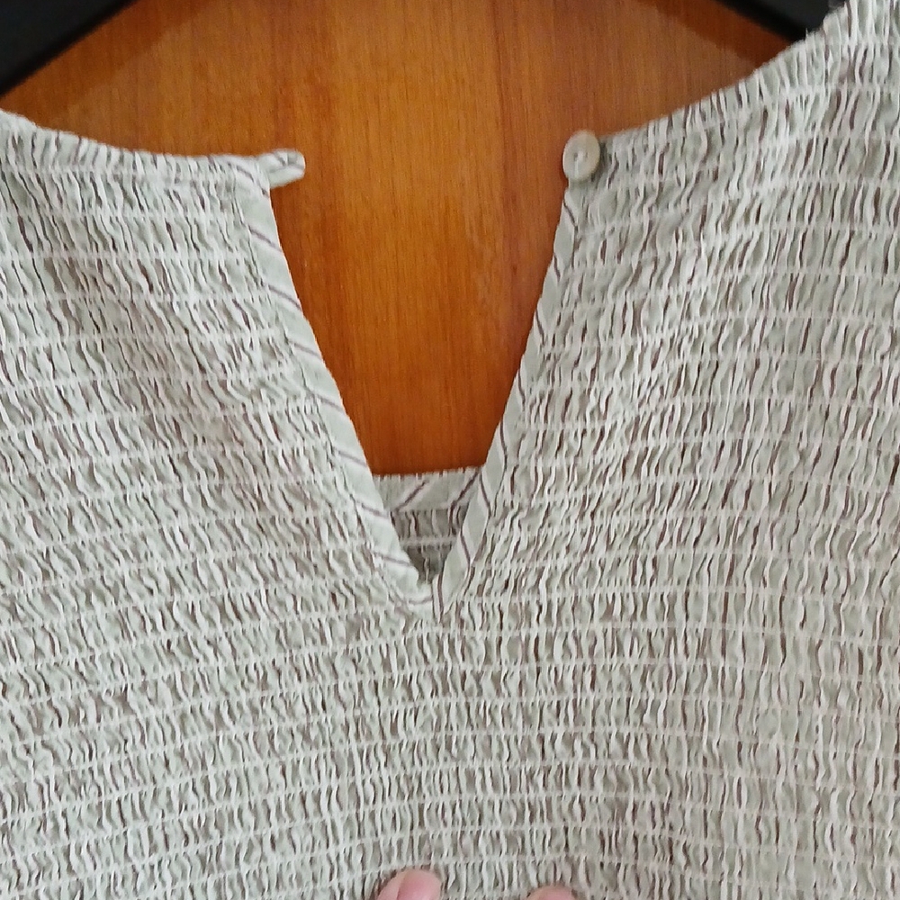 Madewell Cream and Brown Textured Blouse - Picture 7 of 7